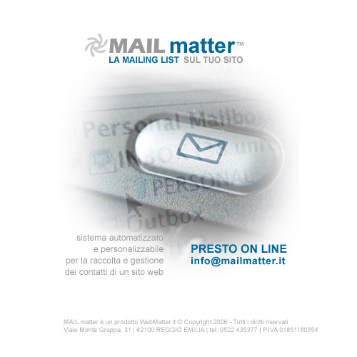 MAIL matter - la mailing list sul tuo sito web - sistema automatizzato e personalizzabile